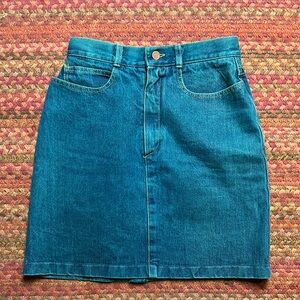 VTG TEAL BLUE DENIM HIGH RISE AUSTRALIAN WESTERN SKIRT